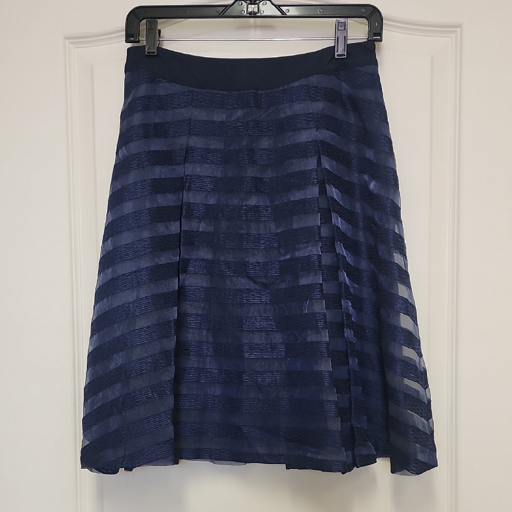 1. State Blue Knee-Length Pleated A-Line Skirt